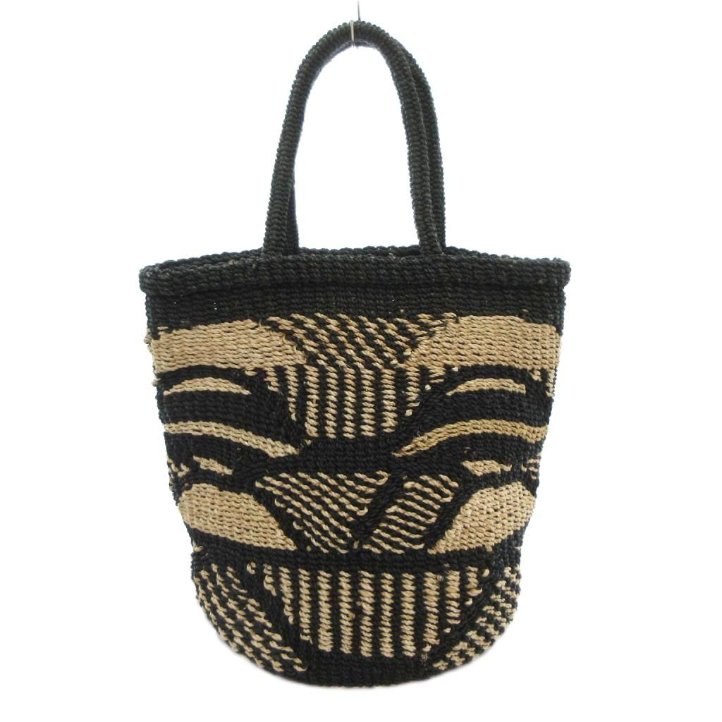 ロワン loin かごバッグ トート 総柄 編み込み 黒 ブラック ベージュ AE