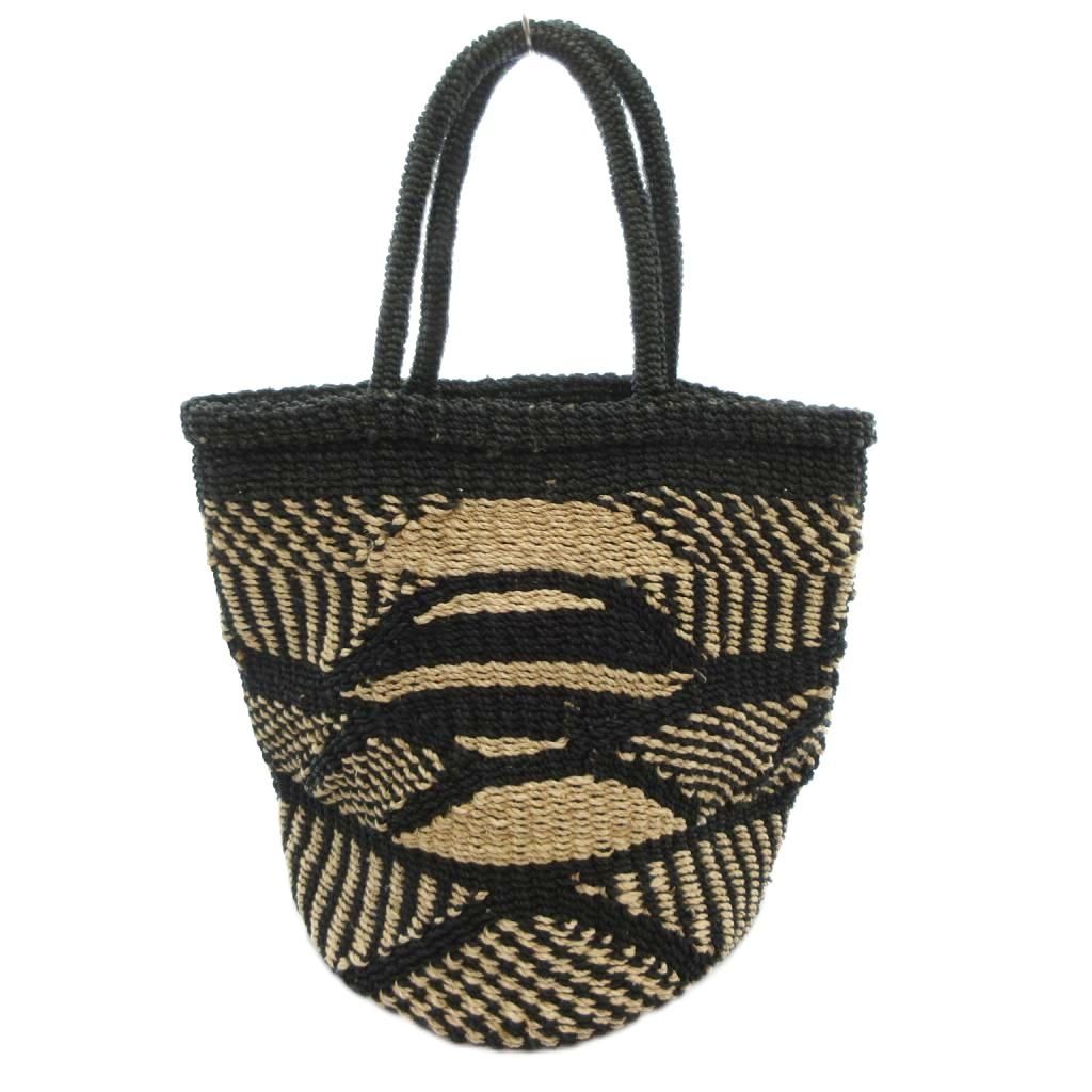ロワン loin かごバッグ トート 総柄 編み込み 黒 ブラック ベージュ AE