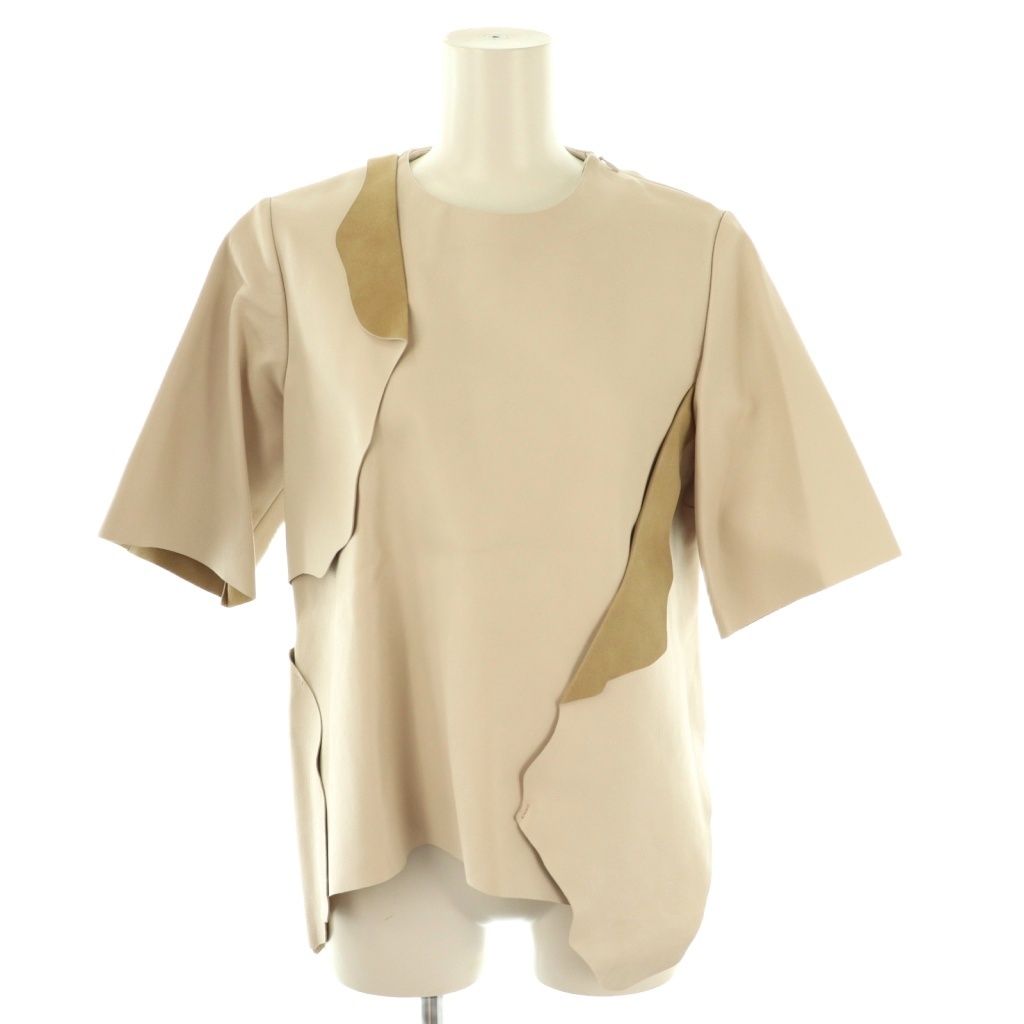 アイレネ IRENE レザー 半袖 カットソー 36 ベージュ NR OS