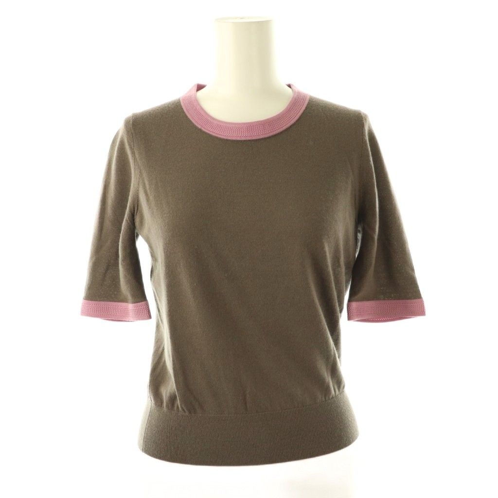 アナイ ANAYI アンサンブル スーパーメリノ配色クルーネック プルオーバー×スーパーメリノ配色Vネックカーディガン 36 ブラウン HK OS GINKGOPHARMACY_COM