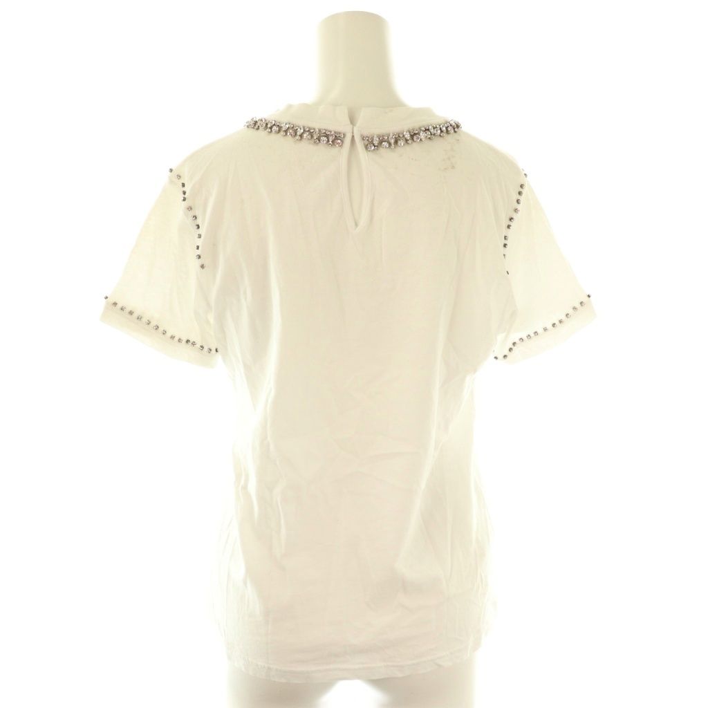 ミュウミュウ miumiu ビジューTシャツ カットソー XS ホワイト MJM846 CX OS