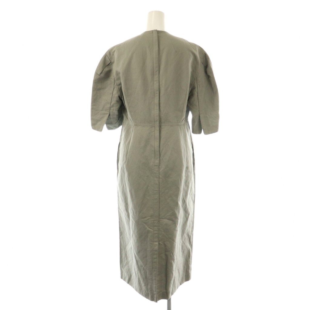 ブラミンク BLAMINK コットンリネン半袖ワンピース ロング 36 グレー DF OS