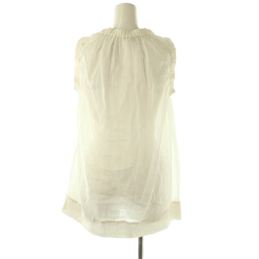 ブラミンク BLAMINK ギャザー ノースリーブシャツ 麻 リネン 36 白 ホワイト AT OS