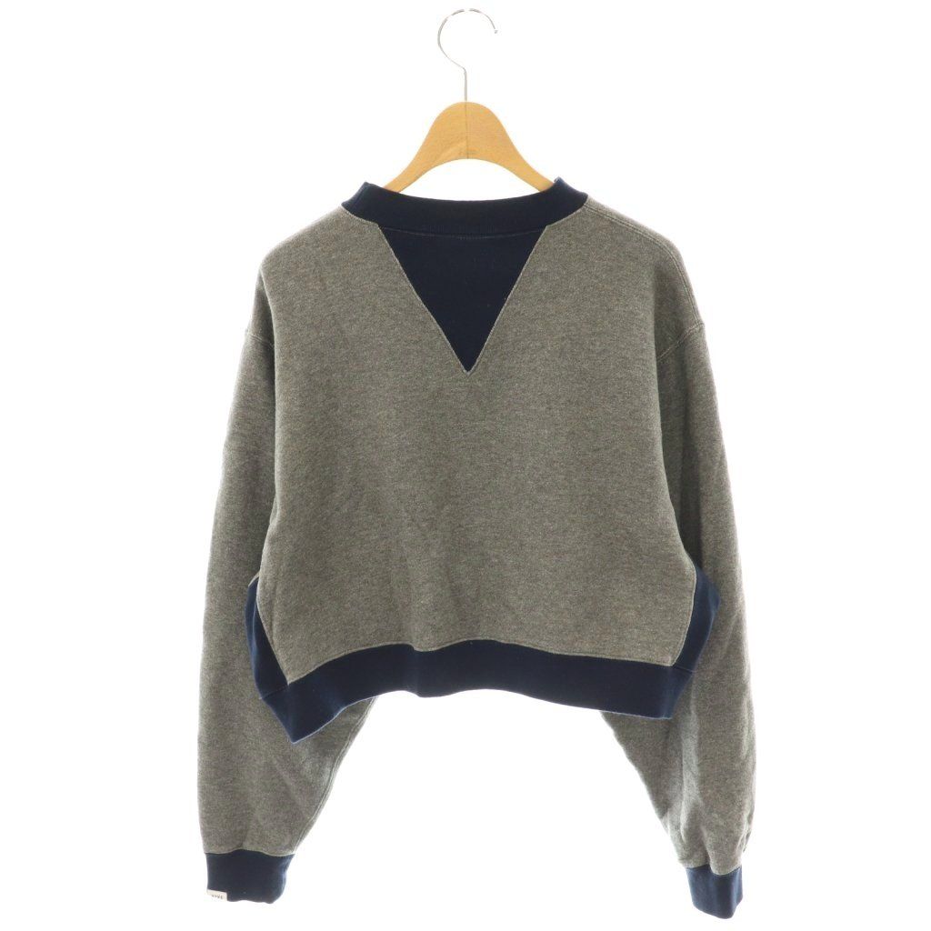 ハイク HYKE バイ クロップド スウェット トレーナー プルオーバー 2 グレー ネイビー 紺 CX OS