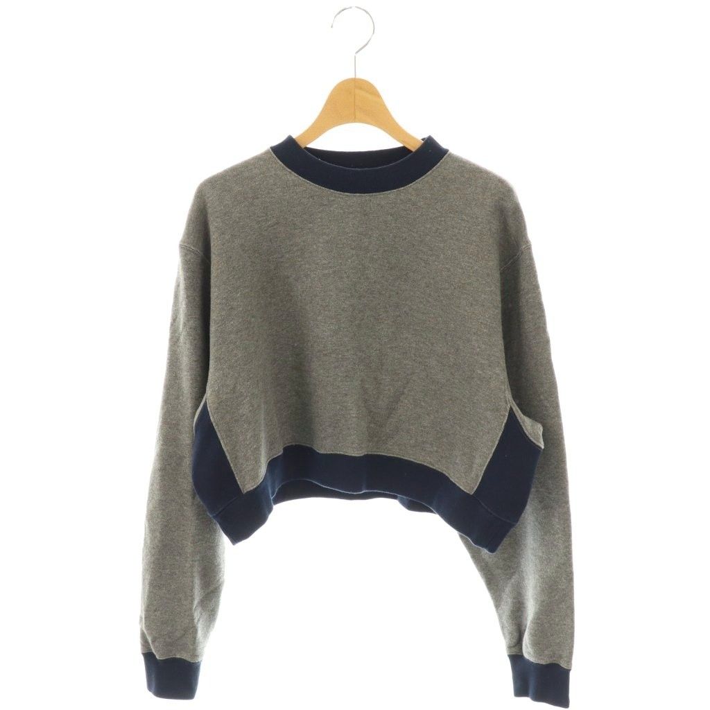 ハイク HYKE バイ クロップド スウェット トレーナー プルオーバー 2 グレー ネイビー 紺 CX OS