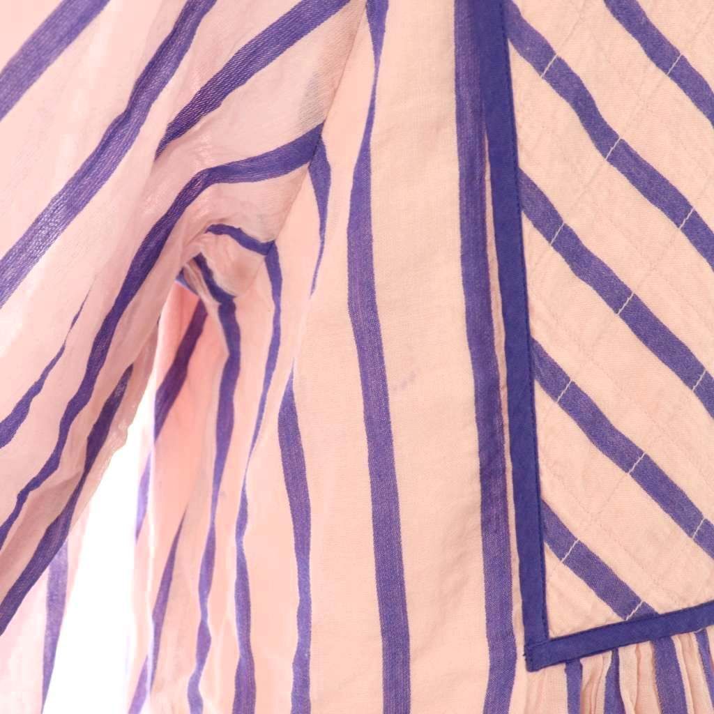  ヌキテパ NE QUITTEZ PAS! Cotton Voile Stripe Gather Dress ワンピース ストライプ S ピンク パープル ES OS 長袖 七分袖 その他