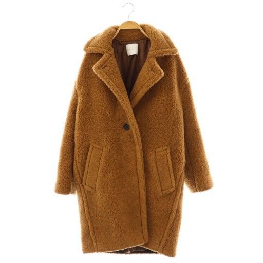 チノ CINOH BOA COAT ボア コクーンコート ロング 36 ブラウン HK OS
