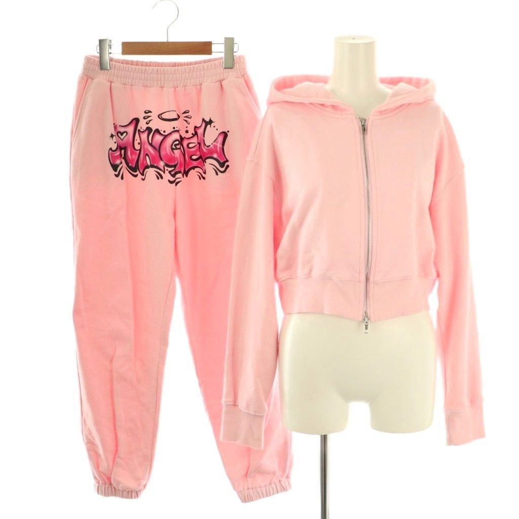 アトモスピンク atmos pink ×リエハタエンジェル RIEHATA ANGEL スウェット セットアップ パーカー パンツ M L ピンク ES OS