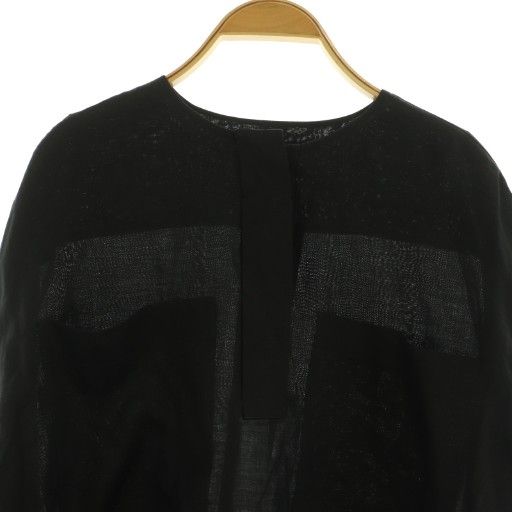  ドゥロワー Drawer ポケットショートスリーブブラウス リネン プルオーバー 36 ブラック MY OS その他 トップス