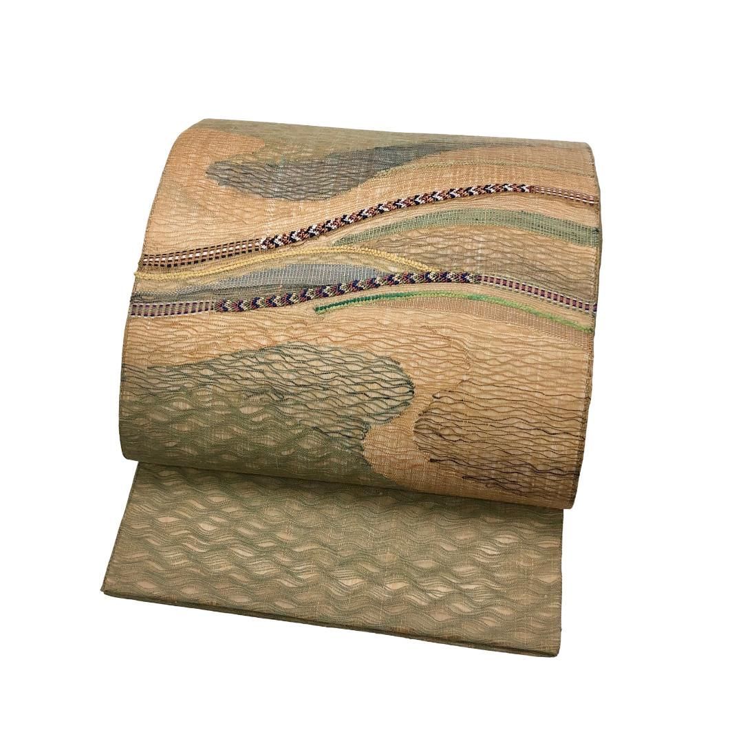 袋帯 西陣聚楽 すくい織 立体的な織模様 麦藁色 O-5721