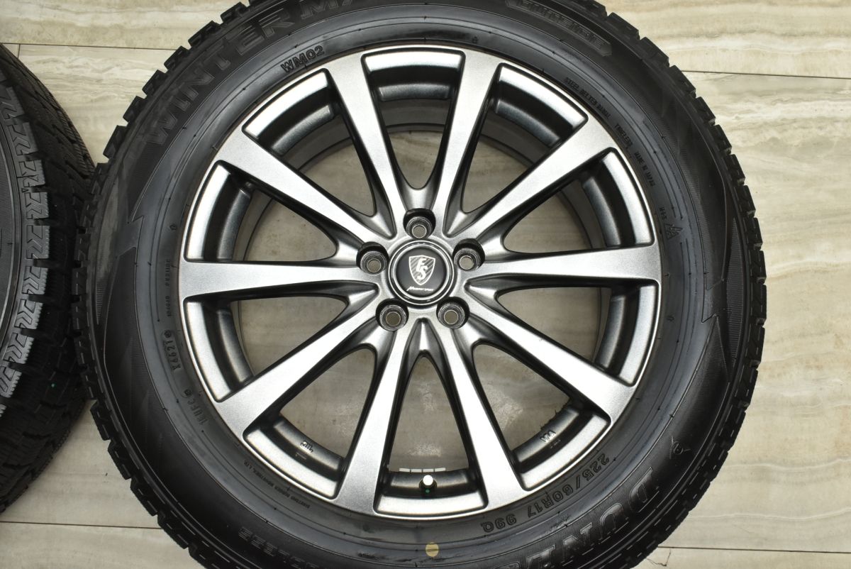  バリ溝 マナレイスポーツ 17 in 7 J 50 PCD 100 ダンロップ ウィンターマックス WM 02 225 60 R スバル GT XV SJ フォレスター 17インチ タイヤ ホイールセット