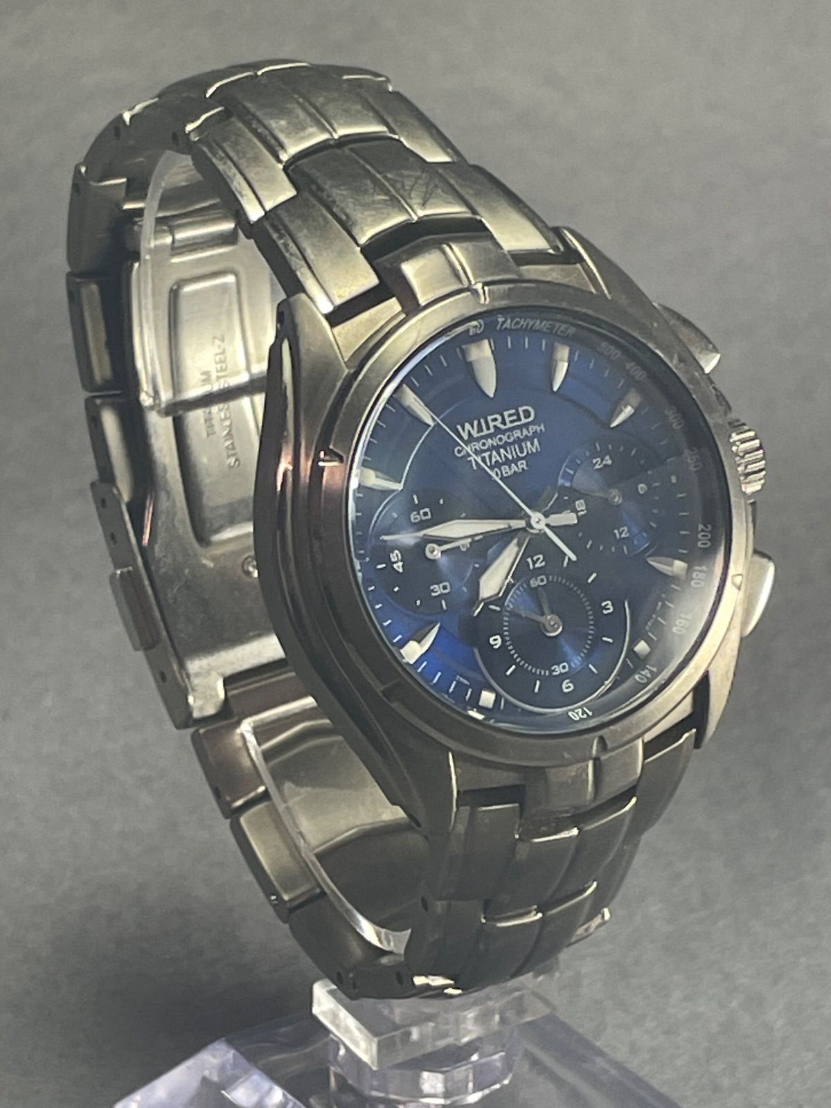 SEIKO WIRED クロノグラフ 青文字盤 チタン ワイアード