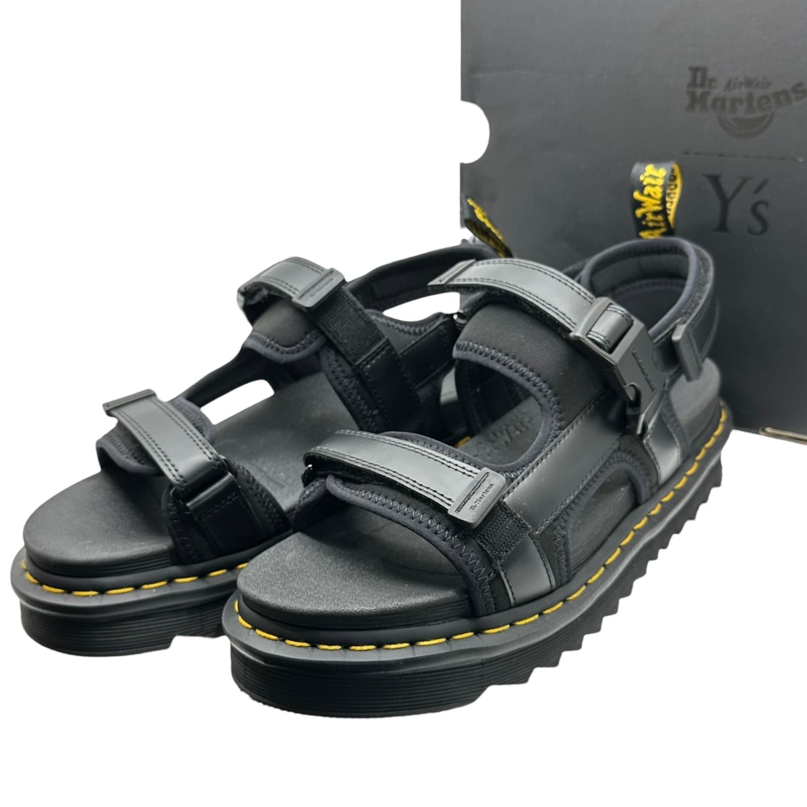 DR.MARTENS×Y s ドクターマーチン×ワイズ FORSTER ZEB Y s フォースター シャークソール レザー ストラップ サンダル YW-E01-700 Men s US9 27cm ブラック コラボ