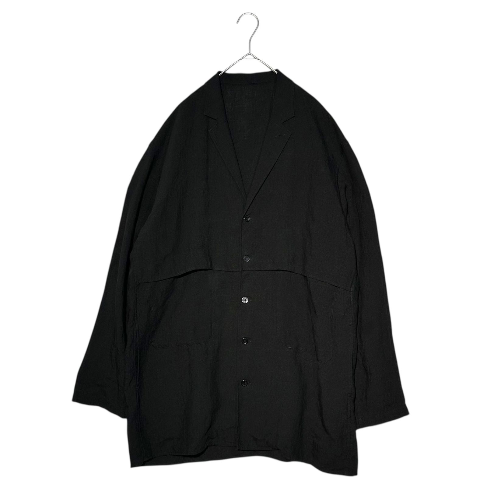 YOHJI YAMAMOTO POUR HOMME ヨウジヤマモトプールオム 19SS 5B Linen Oversized Shirt Jacket 5B リネン オーバーサイズ シャツ ジャケット HH-B95-315 1 ブラック