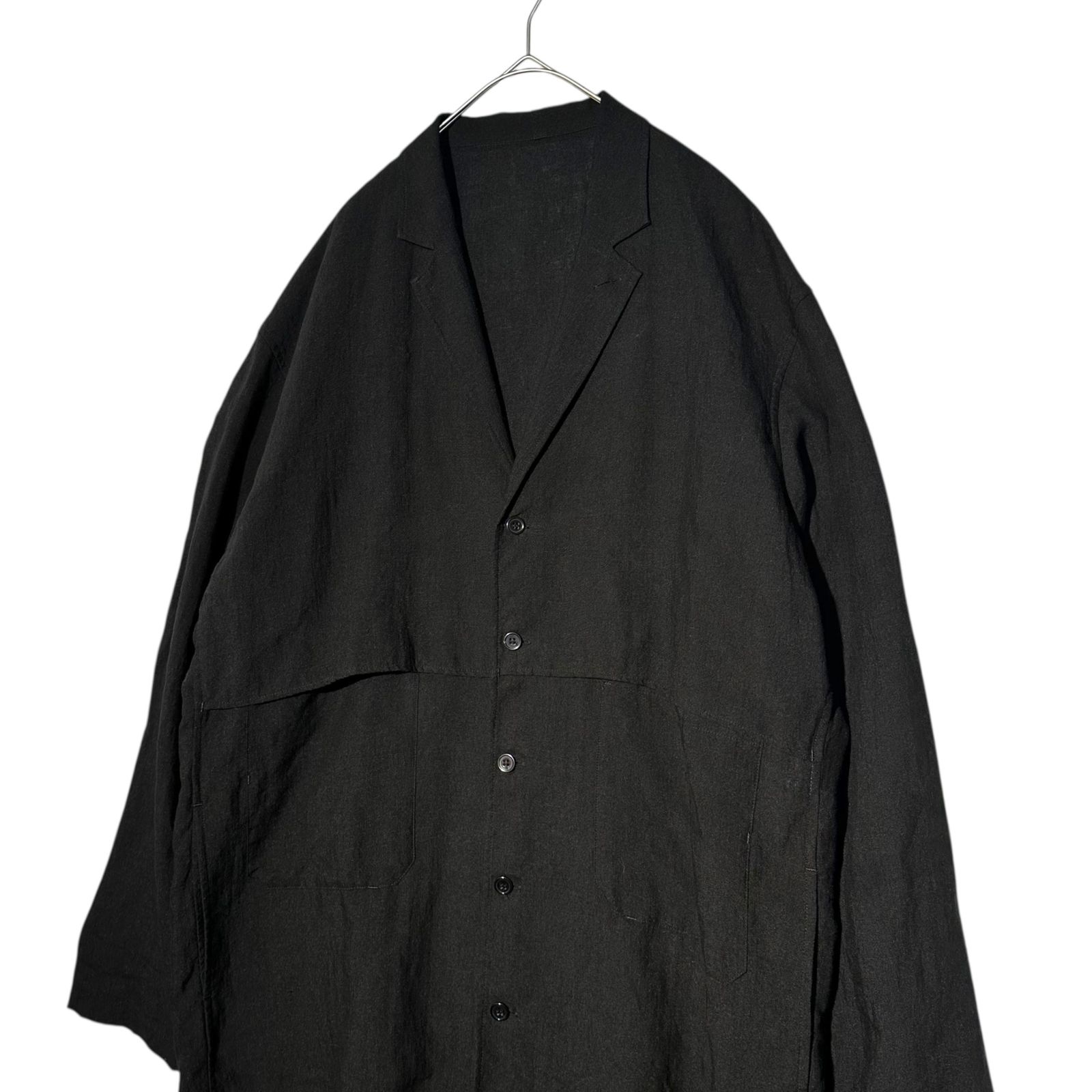 YOHJI YAMAMOTO POUR HOMME ヨウジヤマモトプールオム 19SS 5B Linen Oversized Shirt Jacket 5B リネン オーバーサイズ シャツ ジャケット HH-B95-315 1 ブラック
