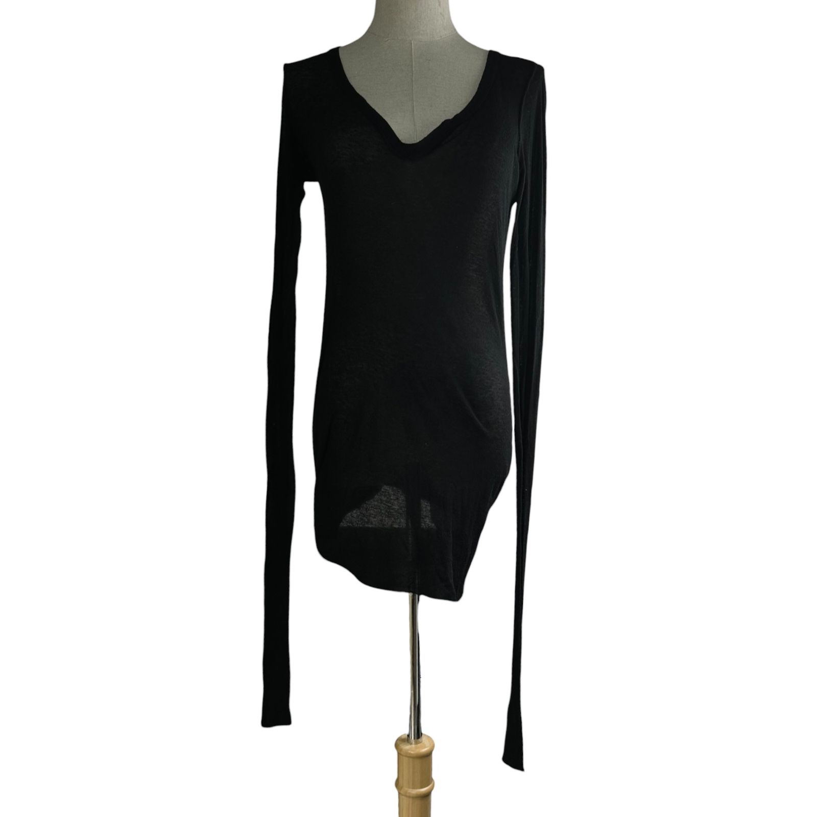 Rick Owens リックオウエンス 18SS 深 Vネック シアー スーパーロング スリーブ カットソー LI18S9108-R 38 M程度 ブラック LILIES