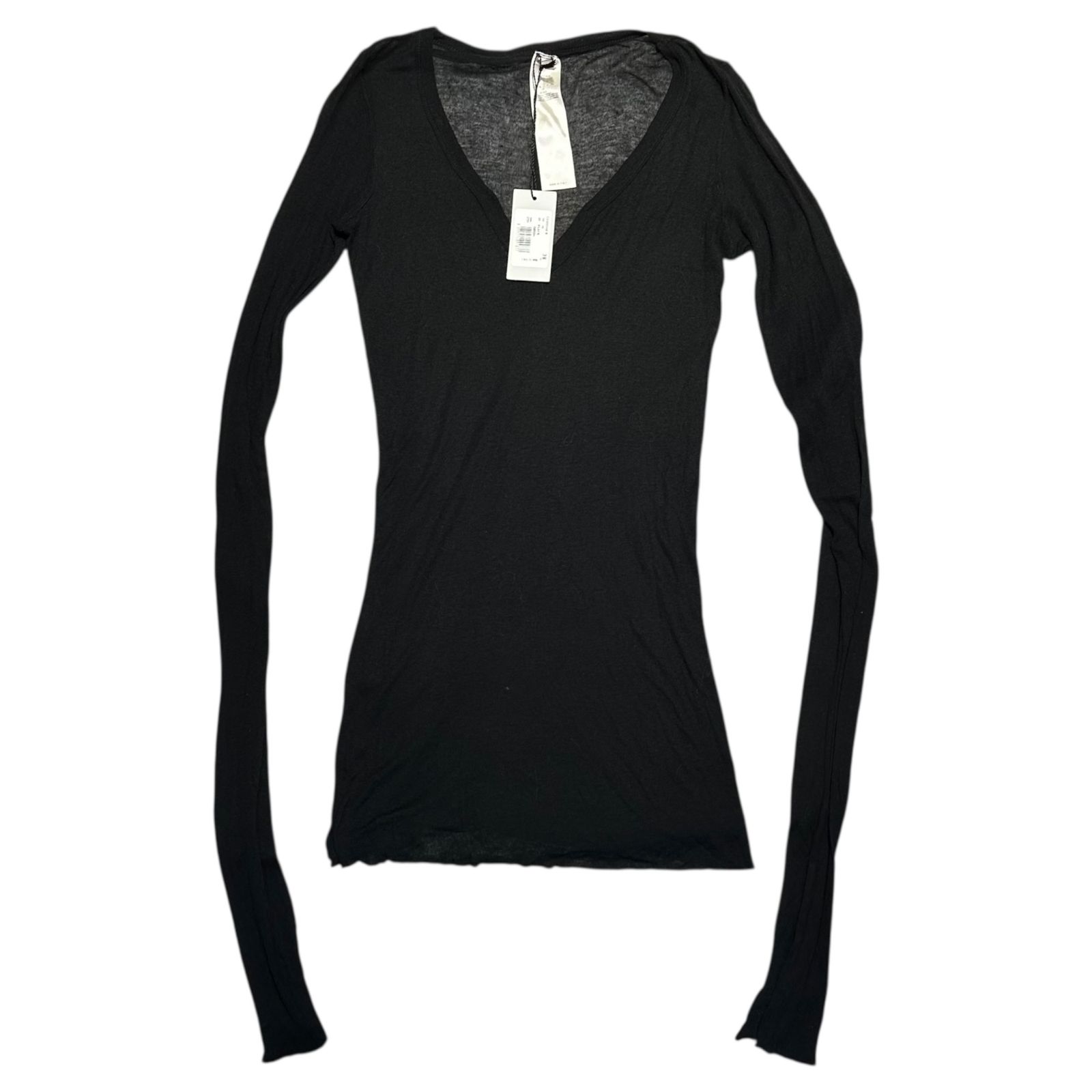 Rick Owens リックオウエンス 18SS 深 Vネック シアー スーパーロング スリーブ カットソー LI18S9108-R 38 M程度 ブラック LILIES