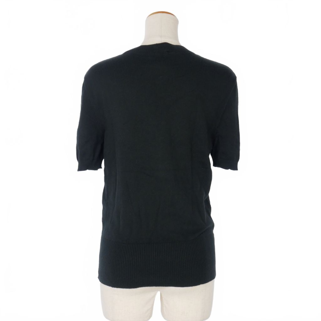パトゥ PATOU 23SS ロゴ ジャガード 半袖ニット トップス M 黒