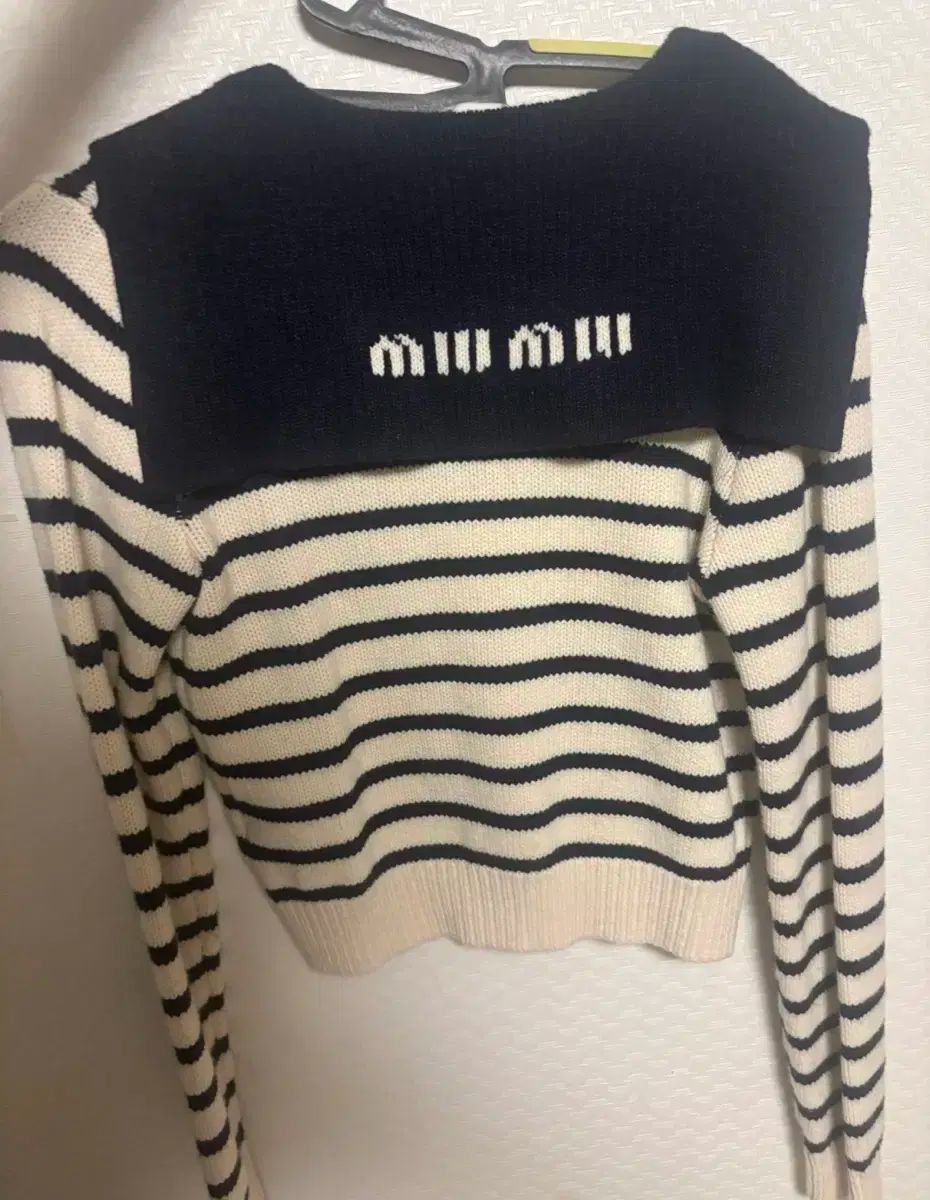 ミュウミュウ ストライプ ニット カーディガン