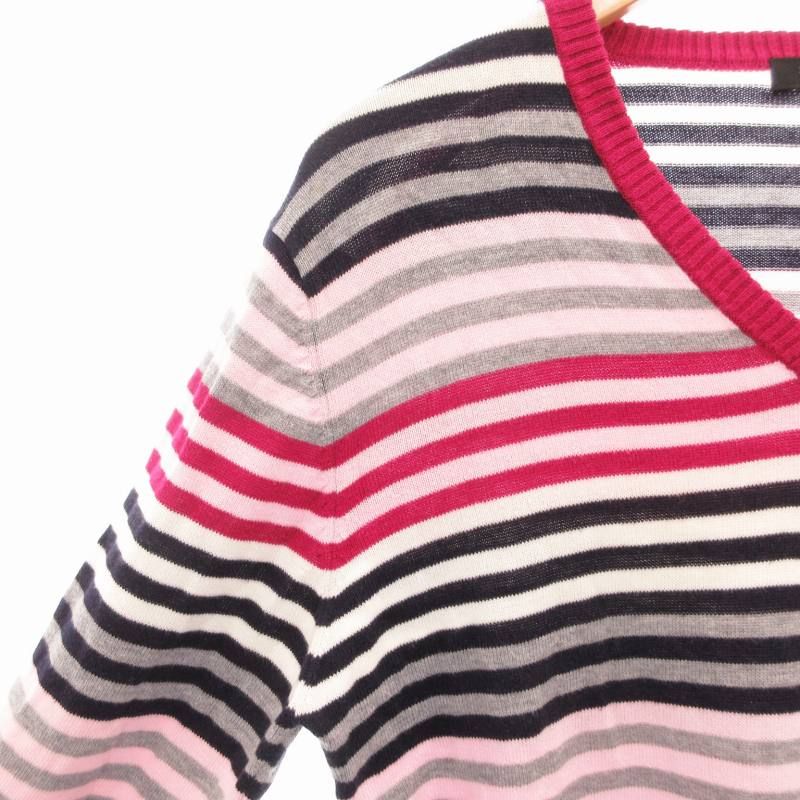 【中古】バーバリーブラックレーベル ニット セーター 長袖 クルーネック ボーダー柄 刺繍 ウール 3 D1N24-823-04 バーバリーブラックレーベル BURBERRY BLACK LABEL ボーダーニット