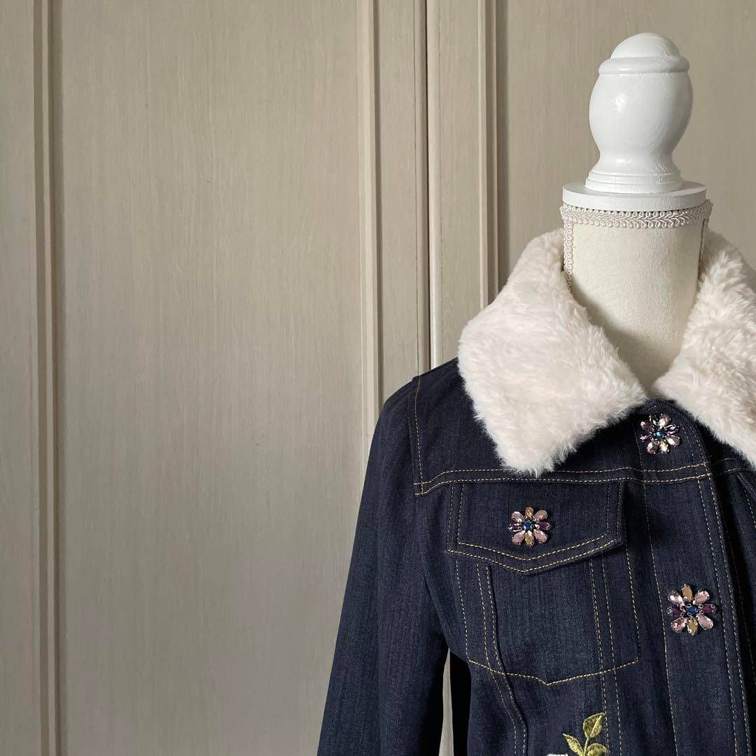 スーパービューティー superbeauty 花柄 ジャケット 刺繍 ファー fur