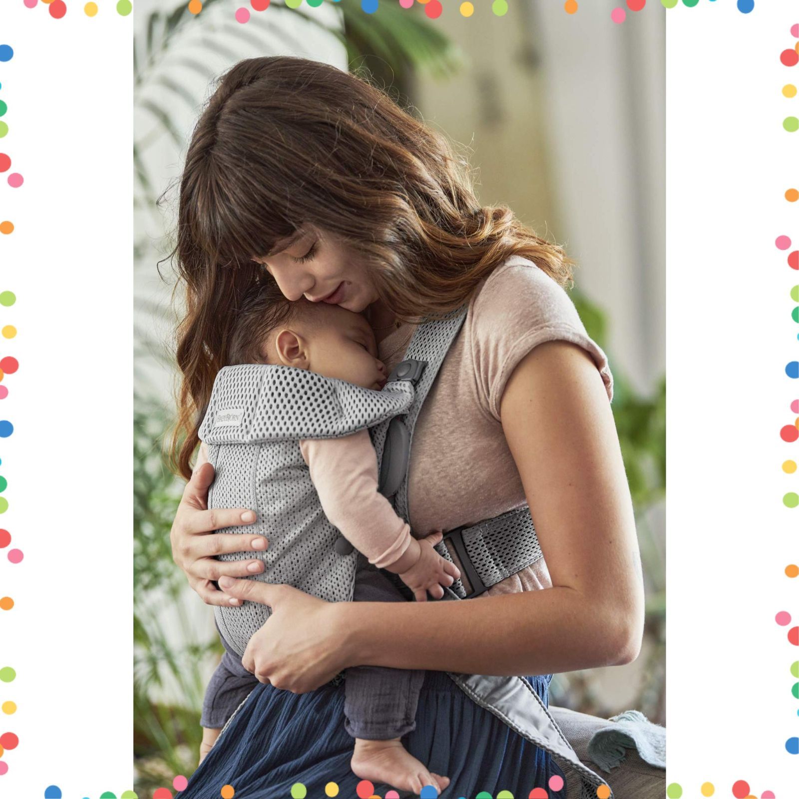 在庫 ベビービョルン 抱っこひも ベビーキャリアMINI Air 新生児 12カ月目安 グレー 簡単装着 軽量コンパクト 日本 付