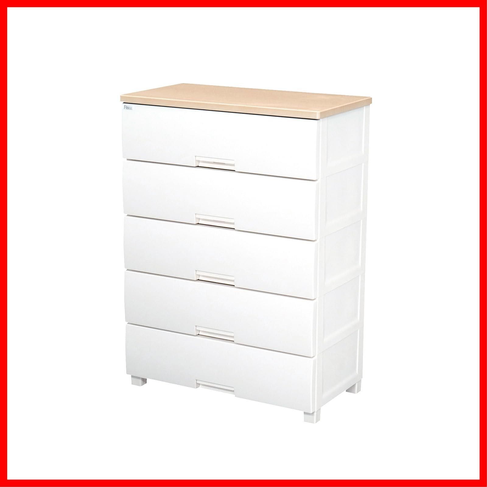 商品 メープル 色 組立不要 プラスチック 衣装ケース サイズ 収納ケース タンス インテリアに合うリビングチェスト 木製天板 脚付き F7505 スムーズな引出し 引出しロック付きで抜け落ちを防ぐ 特許取得済 5段 フィッツプラス 幅75
