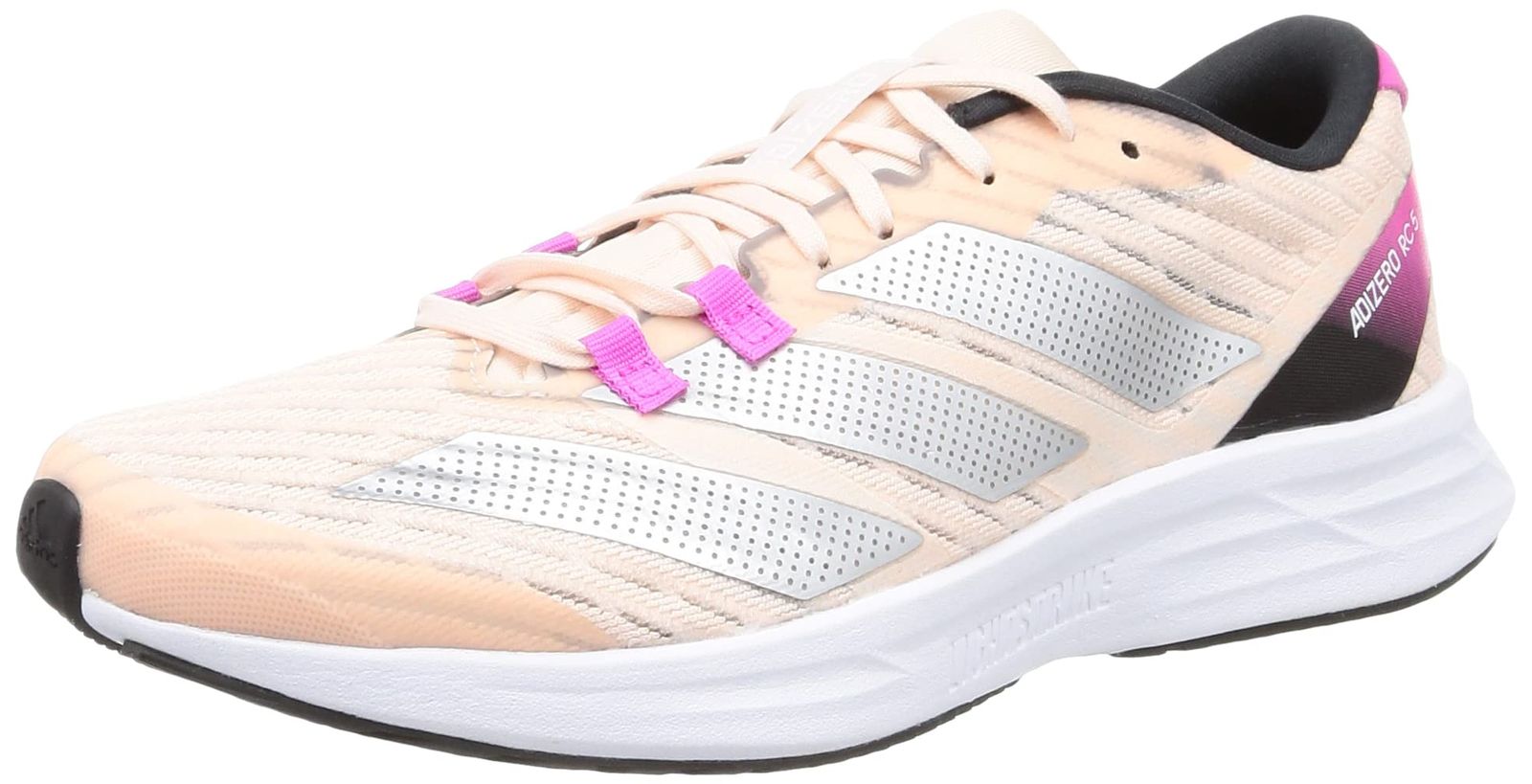 アディダス ランニングシューズ アディゼロ RC 5 LIZ84 ワンダークォーツ シルバーメタリック フットウェアホワイト HQ3678 23.0 cm