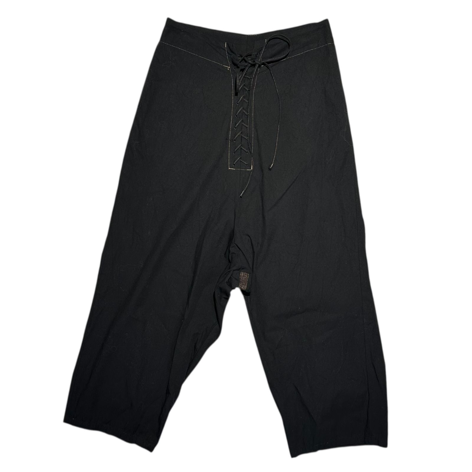 YOHJI YAMAMOTO ヨウジヤマモト Waist Lace-Up Stitched Harem Pants ウエスト レースアップ ステッチ サルエル パンツ FM-P08-001 1 ブラック
