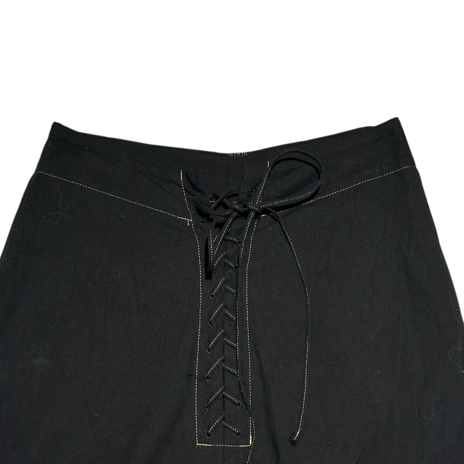  YOHJI ヨウジヤマモト Waist Lace Up Stitched Harem Pants ウエスト レースアップ ステッチ サルエル パンツ FM P 08 001 1 ブラック サルエルパンツ パンツ