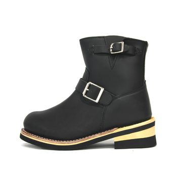 大きいサイズ グッドイヤーウェルト製法 本格ショートエンジニアブーツ GB 9809 ブラック God-Bless 28.5から30