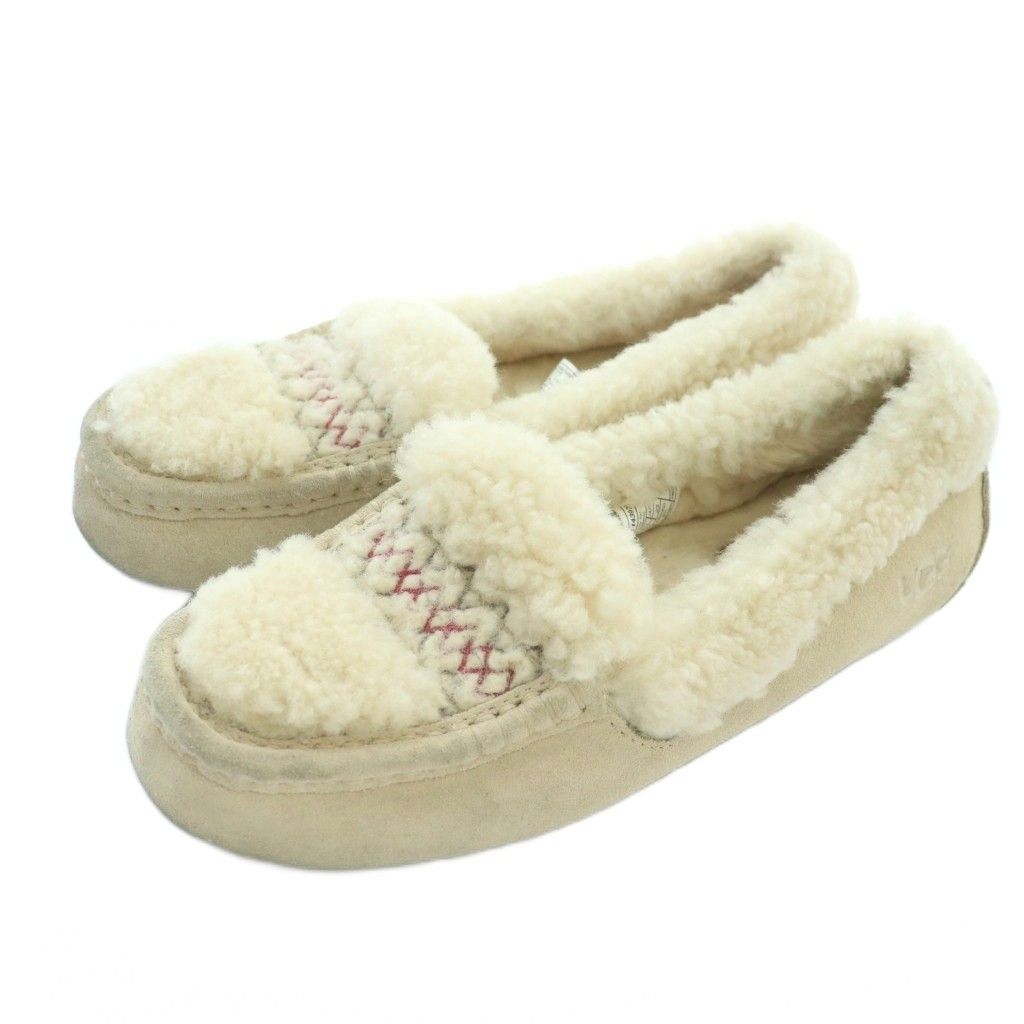 アグ UGG ANSLEY BRAID アンスレー ブレイド モカシン ムートン スエード US 6 23 cm ベージュ 1143975 KU