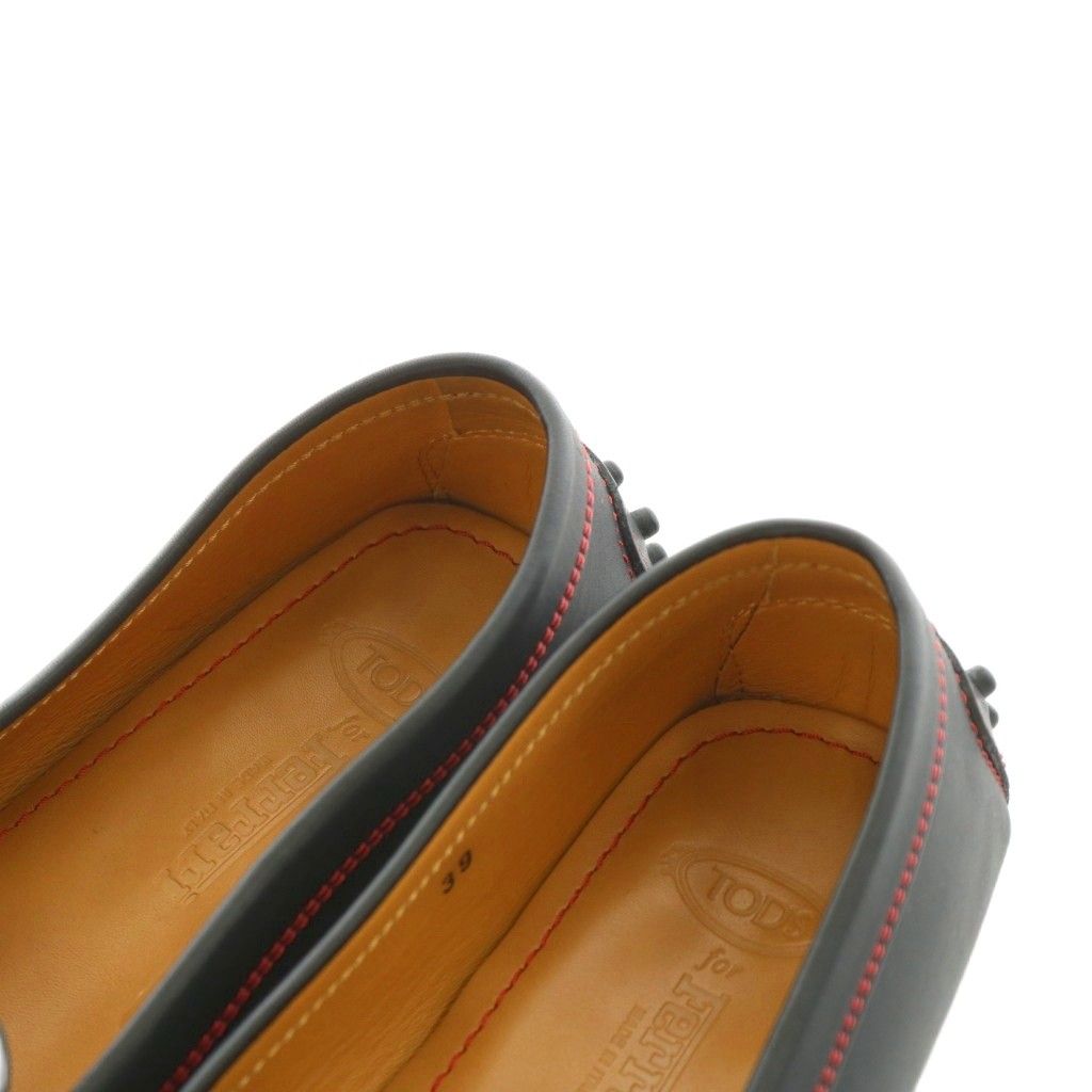  トッズ TOD S × フェラーリ FERRARI ローファー モカシン ドライビングシューズ レザー 39 黒 ブラック AN 15 その他 靴