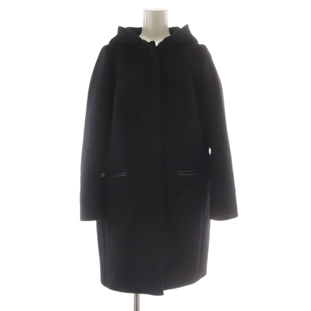 IENA 二重織りシャルムフードコクーンコート 2way size40 ブラック IENA 【定価4.7万】イエナ *二重織シャルムフードコクーンコート*34黒