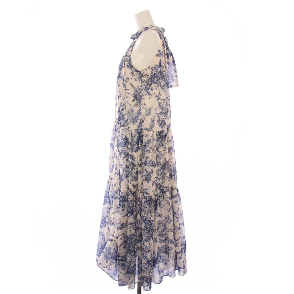 エステラケー Estella.K プリントホルターネックティアードドレス フ ワンピース マキシ ロング 花柄 F 青 ブルー ピンクベージュ BB