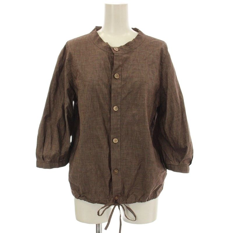 フォーティーファイブアールピーエム 45R 45rpm ノー シャツ ブラウス 七分袖 2 焦げ茶 ブラウン 7063058 G