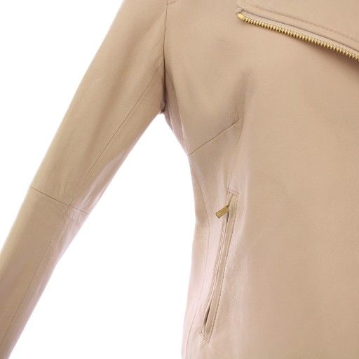 アナイ ANAYI レザージャケット 羊革 ノーカラー アウター ジップ