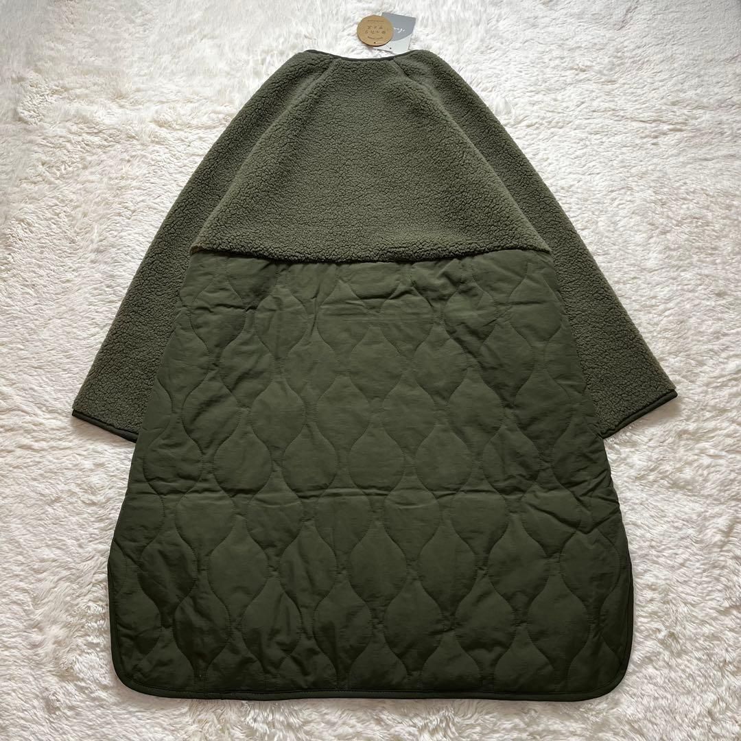 新品 キルティングコート ノーカラーコート ボア カーキ M〜L 新品 