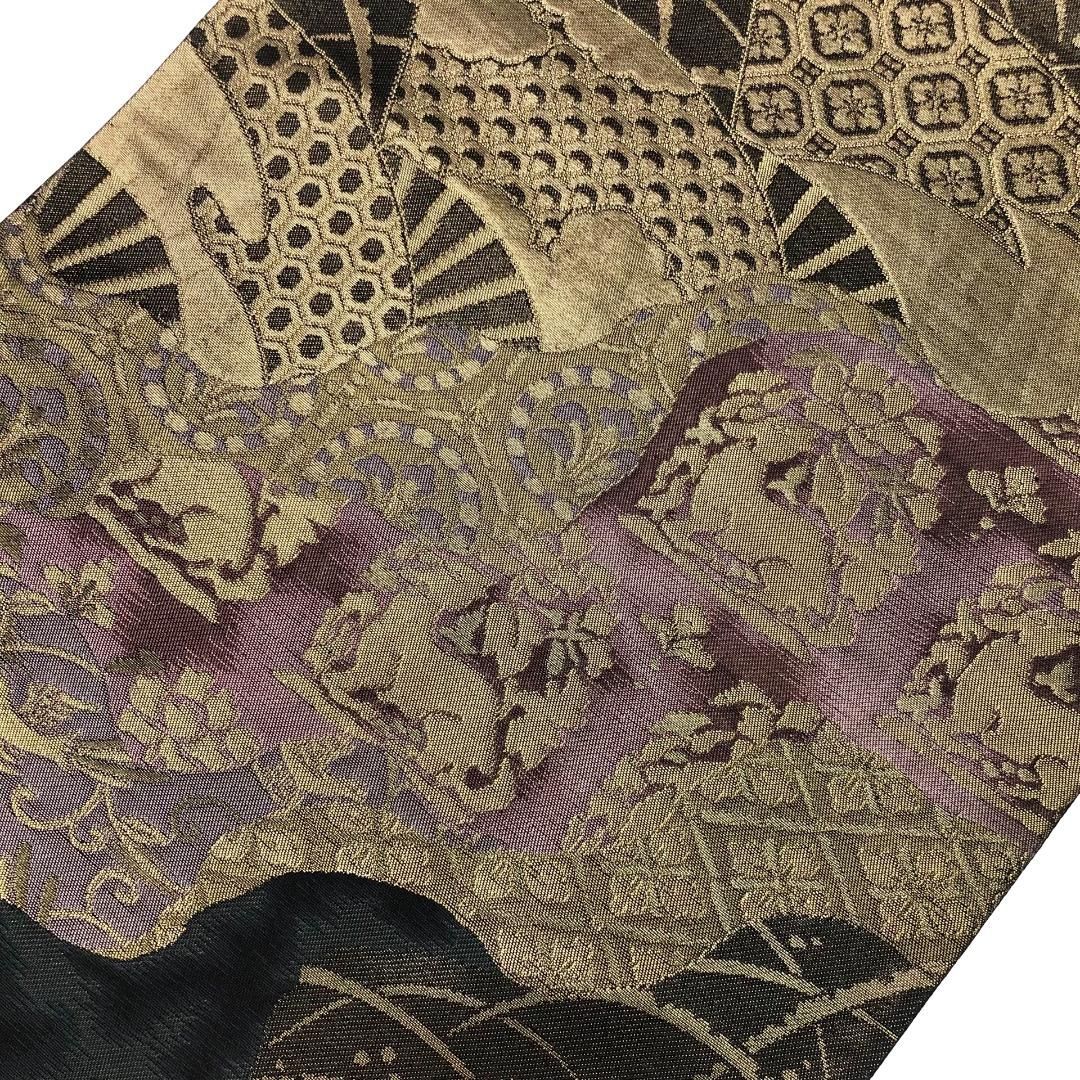  袋帯 花兎に雪芝 扇子に花菱 金糸 O-5727 袋帯 帯