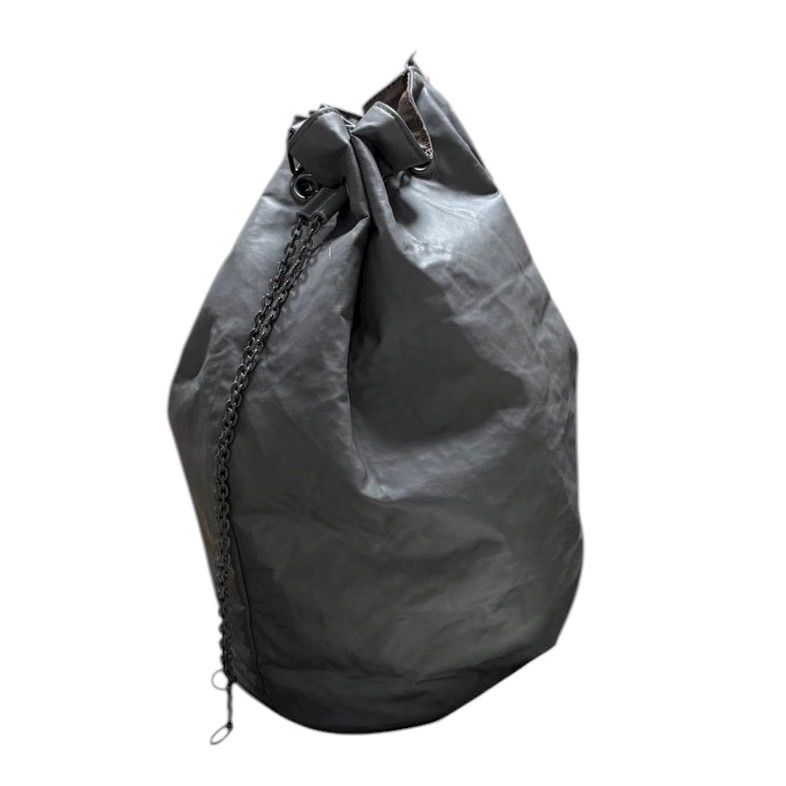 名作 JeanPaul GAULTIER HOMME ジャンポールゴルチエオム 巾着 ワンショルダーバッグ ボクサーバッグ ドラムバッグ チェーン ショルダーバッグ ロゴ shoulder bag 肩掛け グレー メンズ レディース ユニセックス