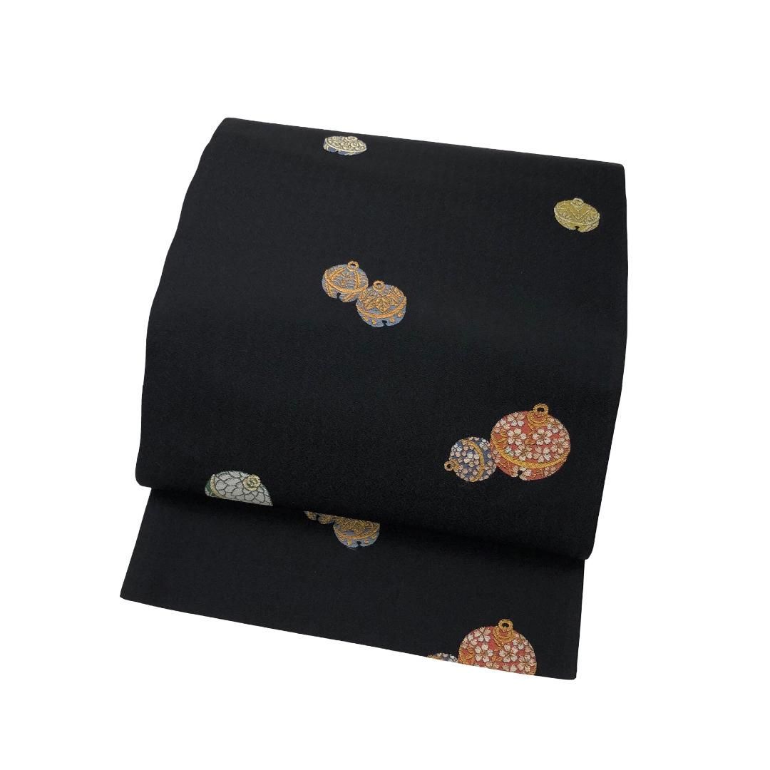 袋帯 京こばな 錫 黒色 金銀糸 O-5725