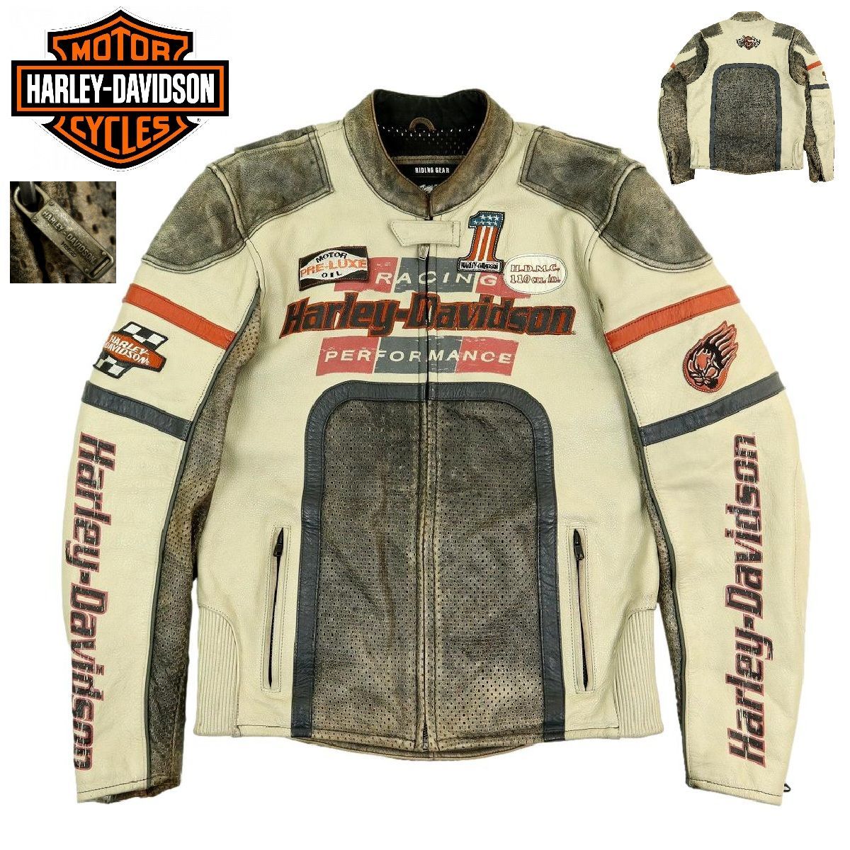 S 3396 加工 Harley Davidson ハーレーダビッドソン レザージャケット バイクウエア 97075 11 VM サイズM