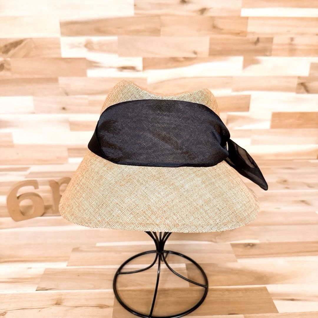 ヴィヴィアンウエストウッド ペーパー ハット オーブ ベージュ×黒ブラック