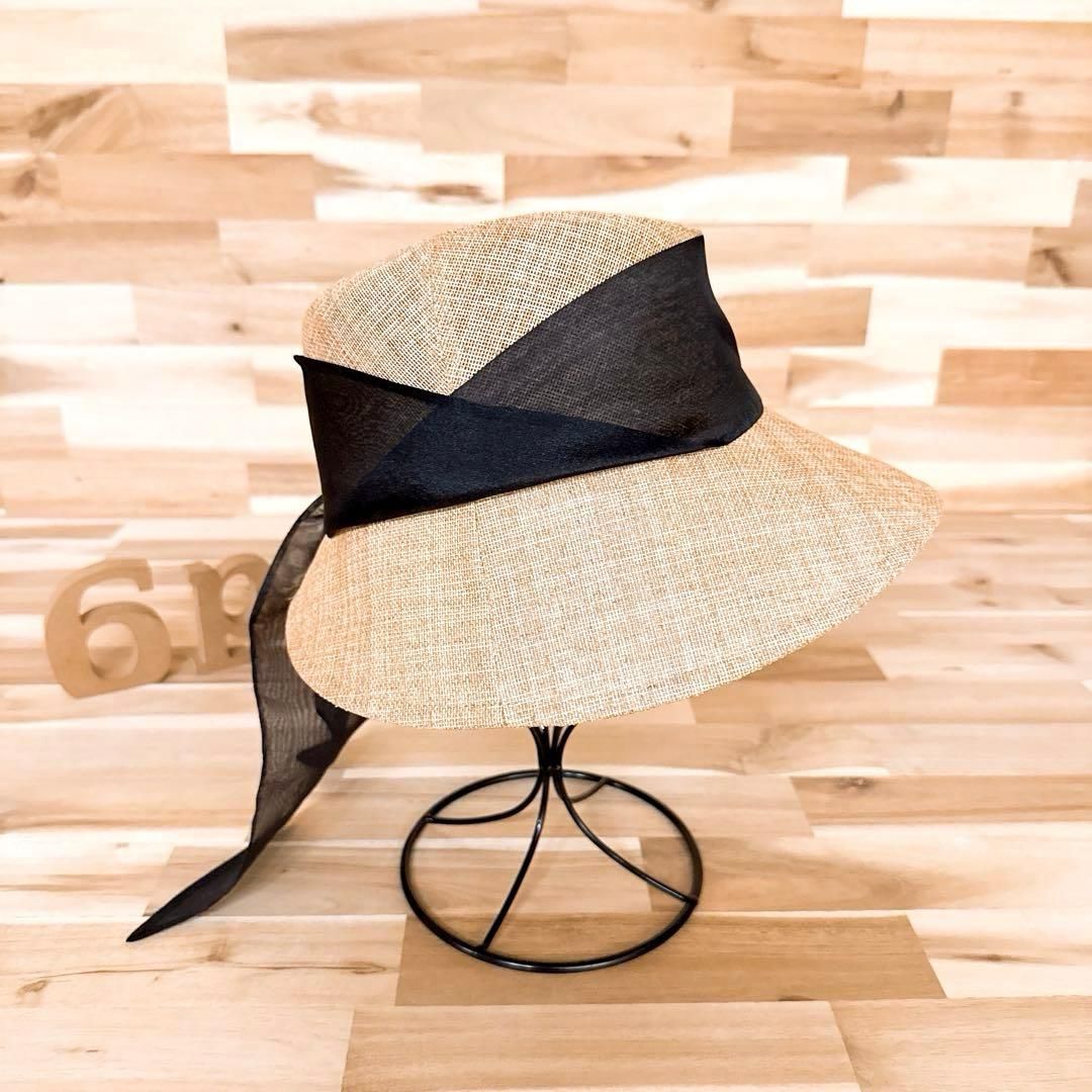  ヴィヴィアンウエストウッド ペーパー ハット オーブ ベージュ×黒ブラック 麦わら帽子 帽子