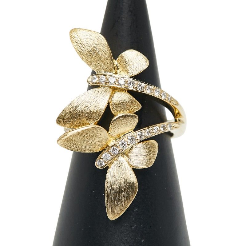 蝶蝶 バタフライ モチーフ K 18 YG イエローゴールド レディース 1-0241242