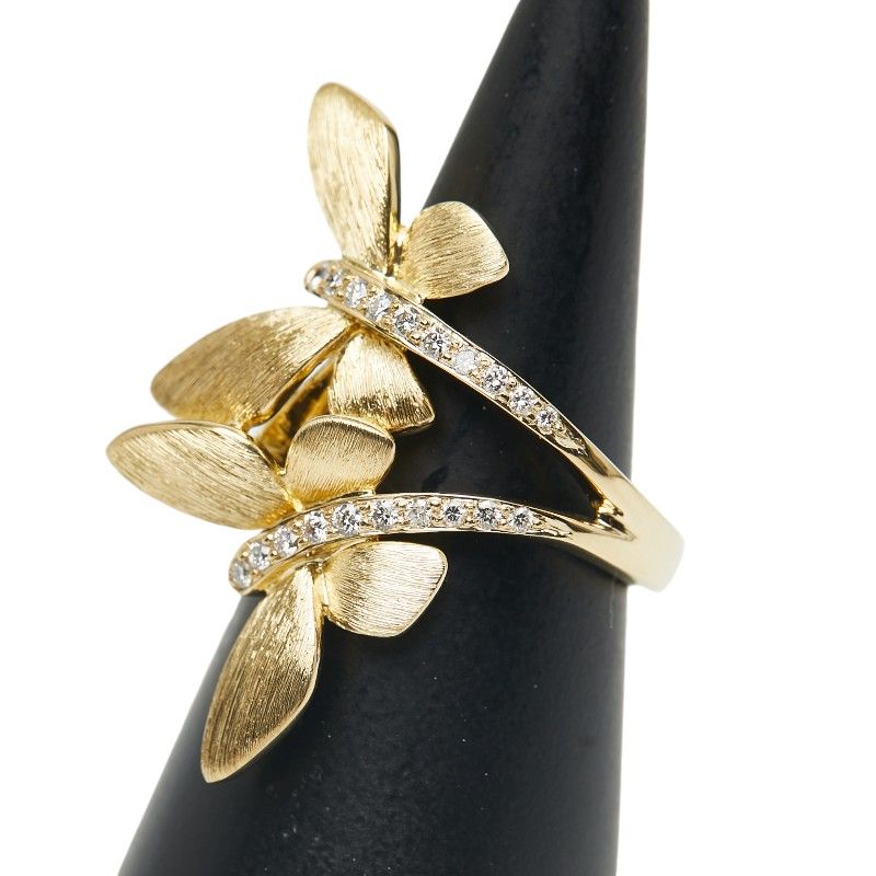 蝶蝶 バタフライ モチーフ K18YG イエローゴールド レディース 1-0241242