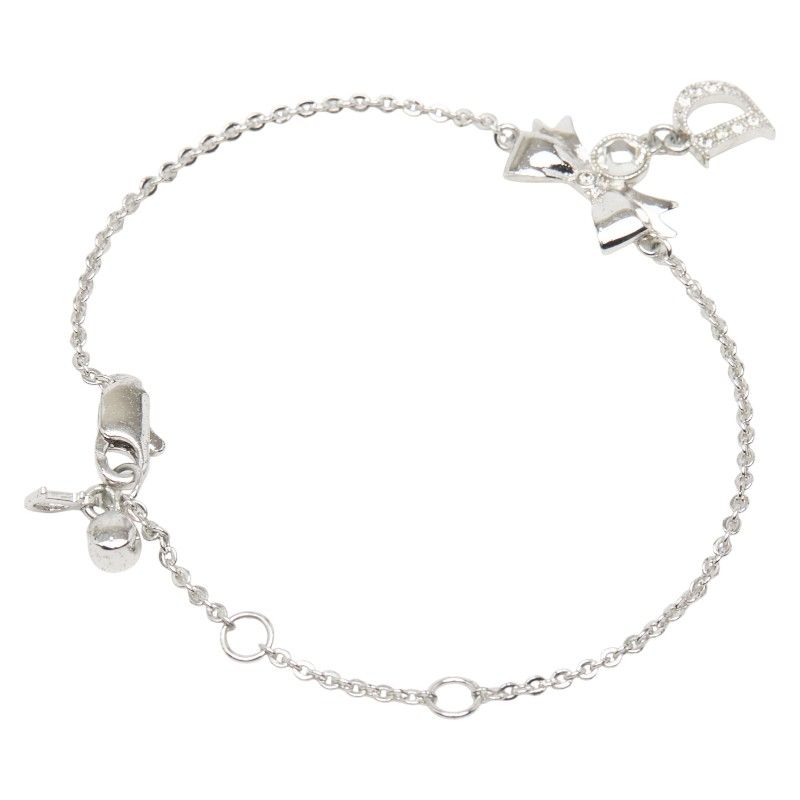 ディオール リボン モチーフ ラインストーン シルバー メタル レディース Dior 1-0242314