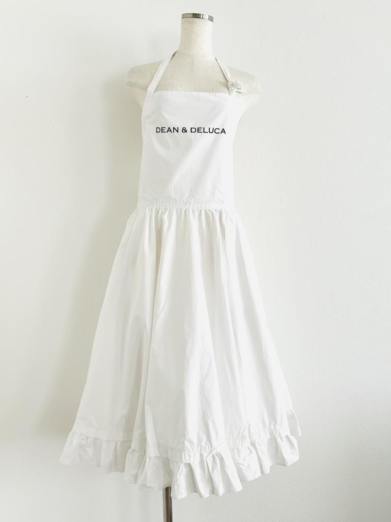 DEAN＆DELUCA × BEAMS COUTURE ディーンアンドデルーカ ビームスクチュールコラボ ギャザーのエプロンドレス 定価13 200円 オフホワイト 綿 み 6460421