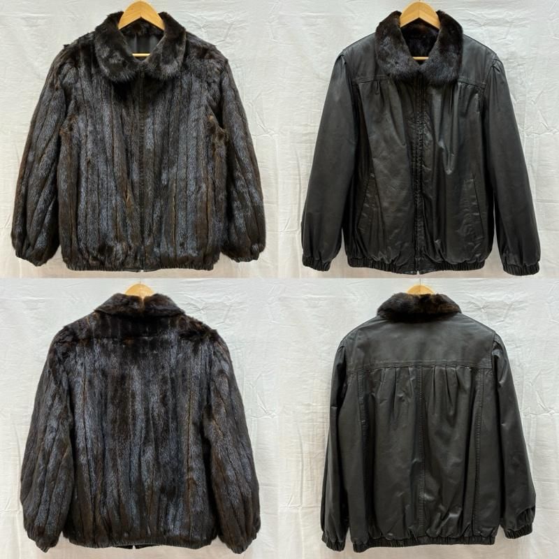 古着 毛皮 リアル ファー レザー ジャケット リバーシブル ジップアップ ブルゾン 11 レディース - ISItems 古着 50146992