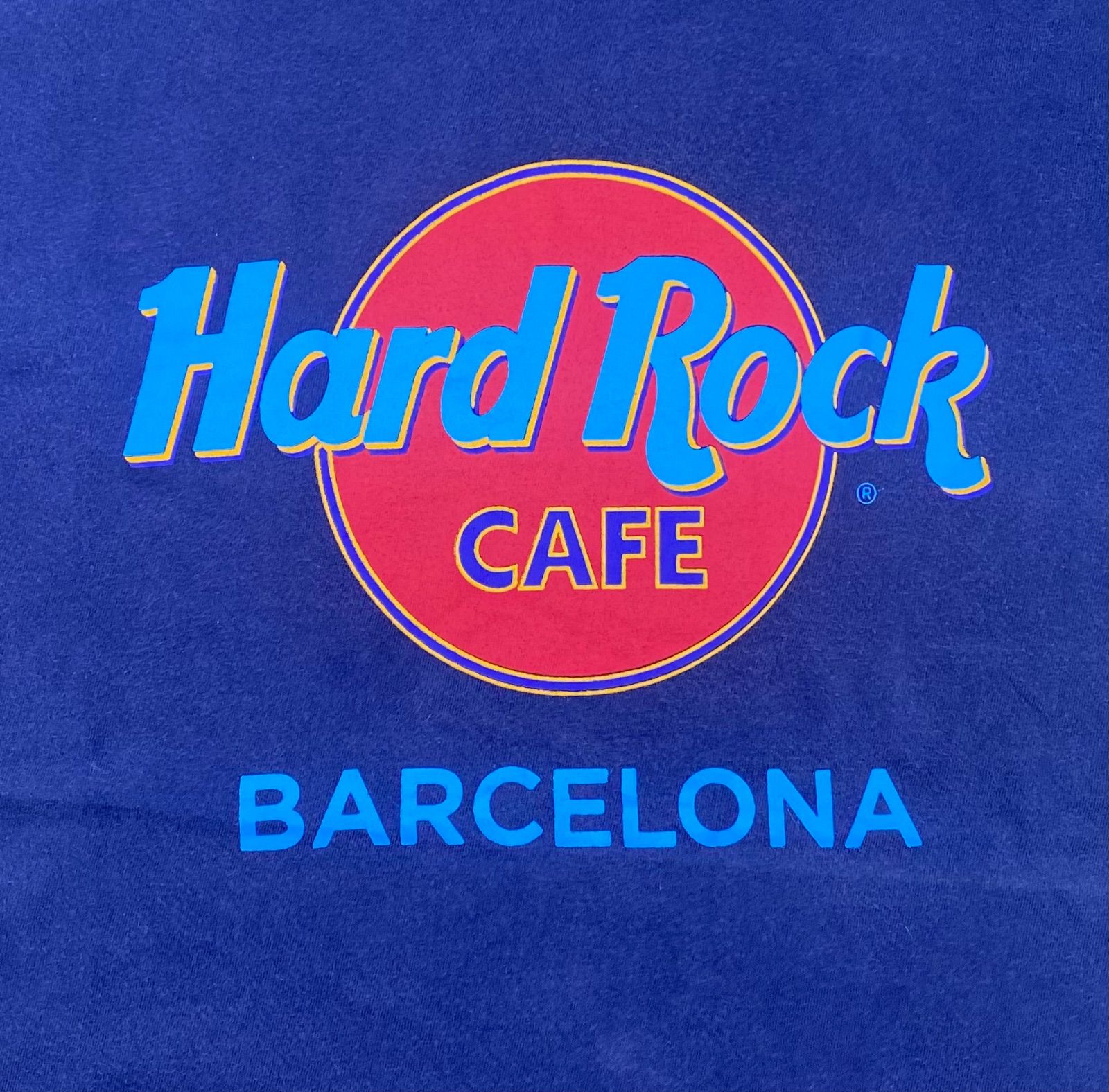 Hard Rock CAEF ハードロックカフェ 90s USA製 XL ネイビー BARCELONA 